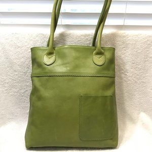 J. Jill Leather Green Phone Pocket Leather Tote Shoulder Bag